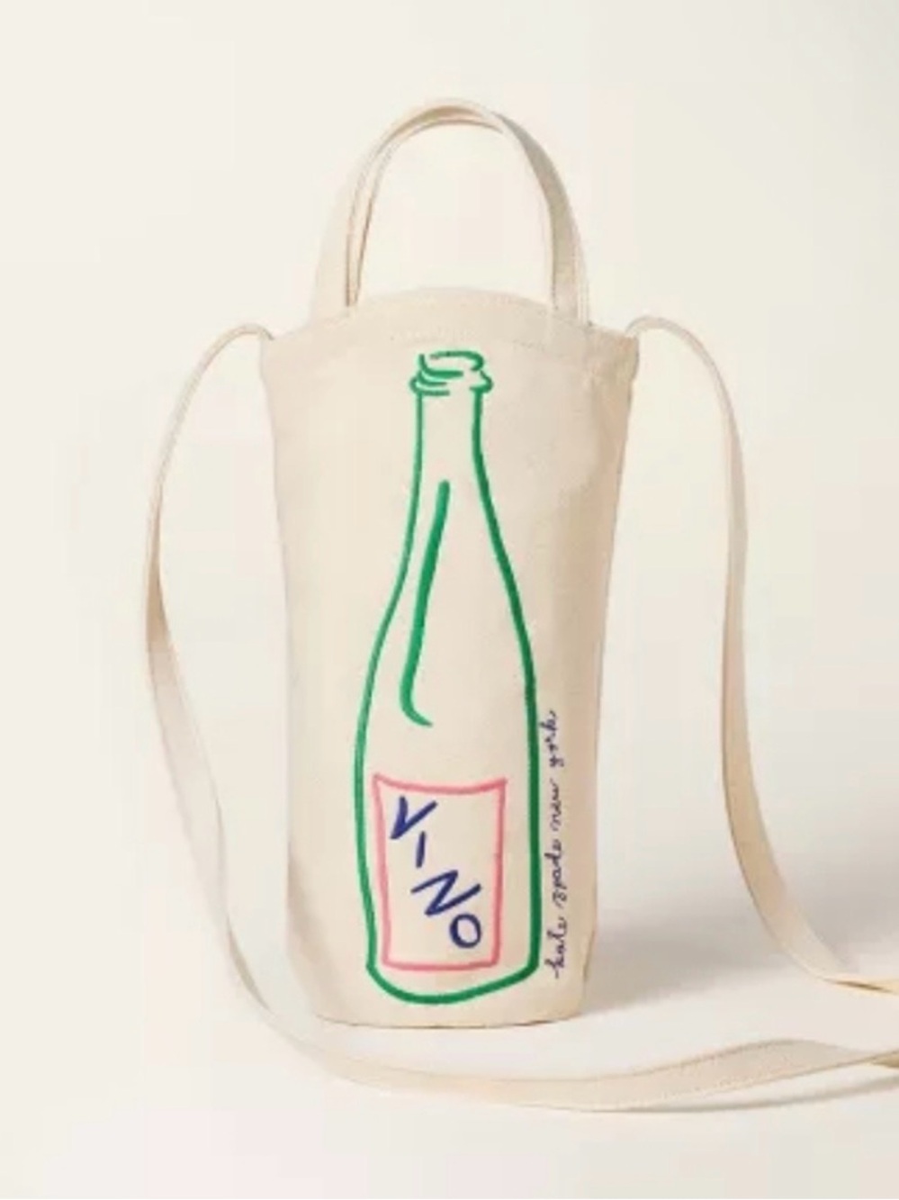 NWT kate spade New York Wine Bag Cream Canvas Bottle Tote